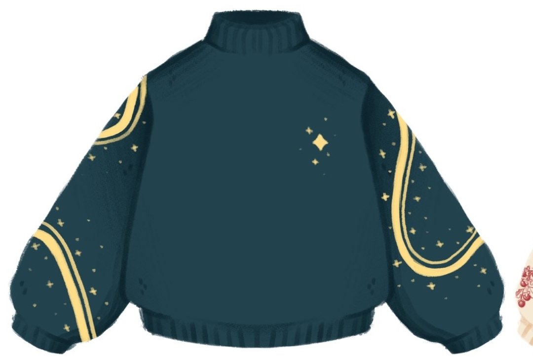 carmiico's tweet image. she's here and she's beautiful ✨ my lil sweater design brought to life
