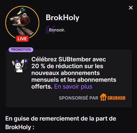 StreamingCM's tweet photo. 📢 Le SUBtember est officiellement lancé sur @Twitch ! (Re)abonnez-vous ou offrez des abonnements au prix de 3,19€ !

#TwitchNews https://t.co/CBUwQ42gVr