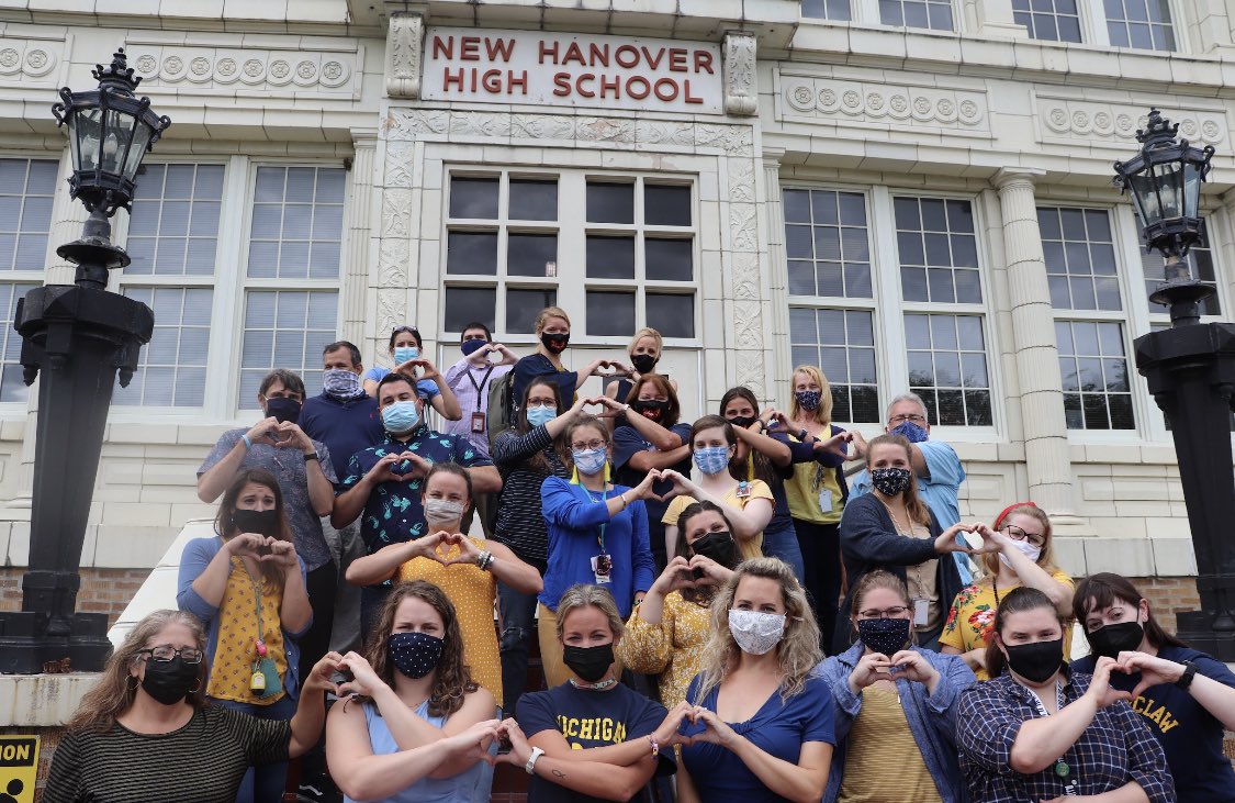 NewHanoverHS's tweet photo. @Tabor_City, we’re sending you all of our love from Wilmington. Our hearts go out to you 💙💛 #SpartanStrong #WildcatStrong https://t.co/XX0TQjQKTh