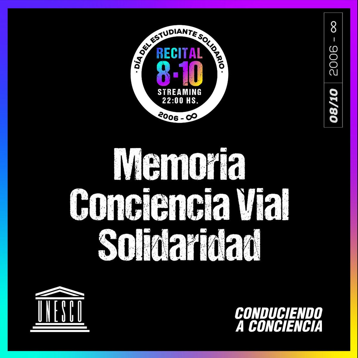 Una muy grata noticia!! La Comisión Nacional Argentina de Cooperación con <a href="/unesco/">UNESCO 🏛️ #Education #Sciences #Culture 🇺🇳</a> otorgó su auspicio al #RecitalSolidario y de #ConcientizaciónVial que organizaremos el próximo #8deOctubre! Este año conmemoraremos el 15° aniversario del #DíaNacionalDelEstudianteSolidario.