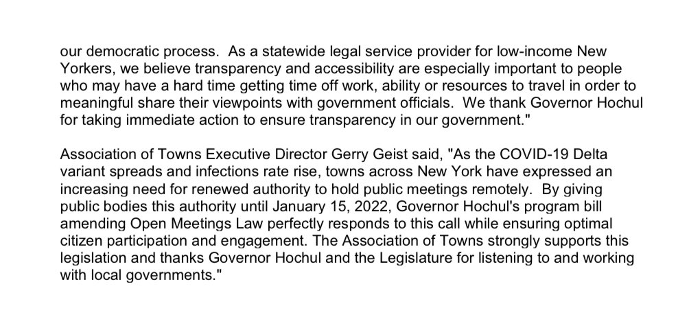 Queens CB6 is thrilled that NYS’s Open Meeting Law was amended to allow for CBs to continue meeting remotely through January 2022. Thank you to our local elected officials who supported &amp; pushed for this, which keeps our members, staff &amp; community safe.