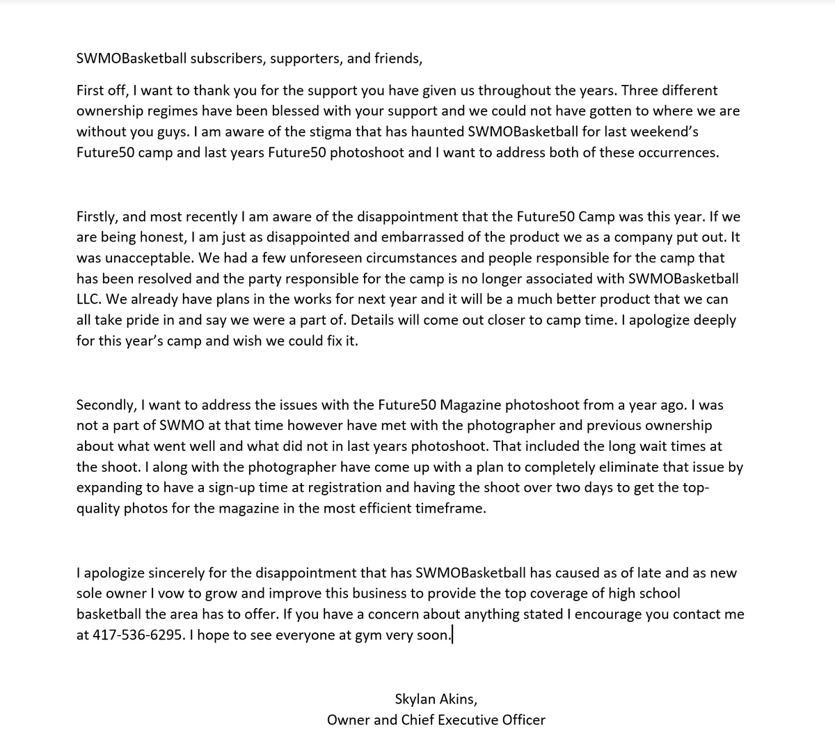 A note from SWMOBasketball!