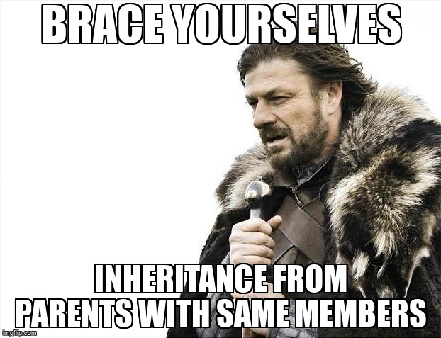 overflow_meme's tweet image. Inheritance from parents with same members stackoverflow.com/questions/6903… #inheritance #cpp #multipleinheritance