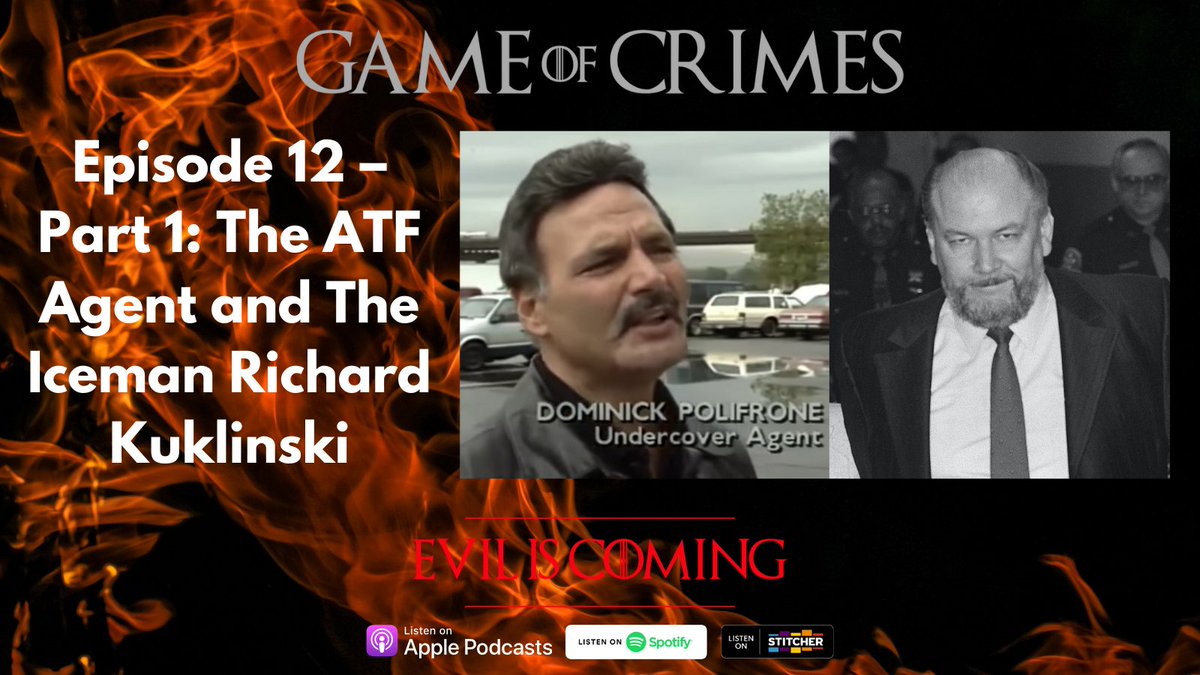 deanarcos's tweet photo. Ever wanted to work undercover, up against murderers &amp; thugs? Check out ATF agent Dom Polifrone who took on a mob killer known as The Iceman. Real-life, riveting, BIG STONES!! @GameOfCrimes @morganwright_us @upsidedowndigi #podcast #truecrime #truecrimepodcast #truecrimeaddicts https://t.co/fDcDRkE7dE