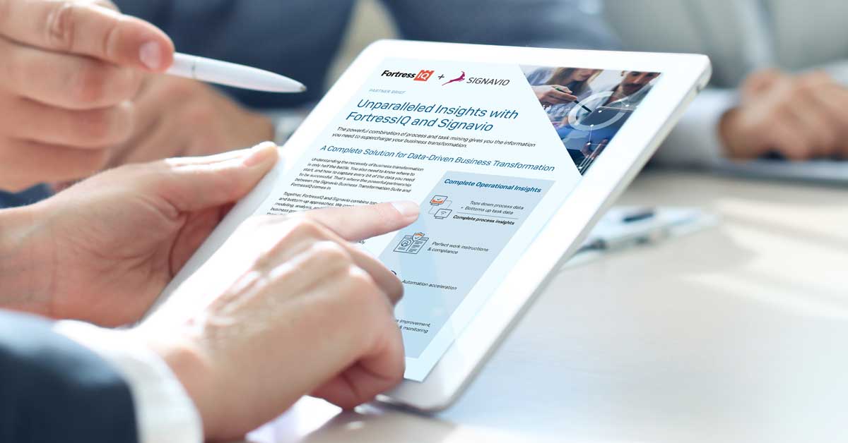 fortressiq's tweet image. @fortressiq 🤝  @signavio: A Complete Solution for Data-Driven Transformation. Learn more about how FortressIQ is kickstarting #DigitalTransformation projects in weeks and at a lasting scale, download the #SolutionBrief: landing.fortressiq.com/partners-signa…