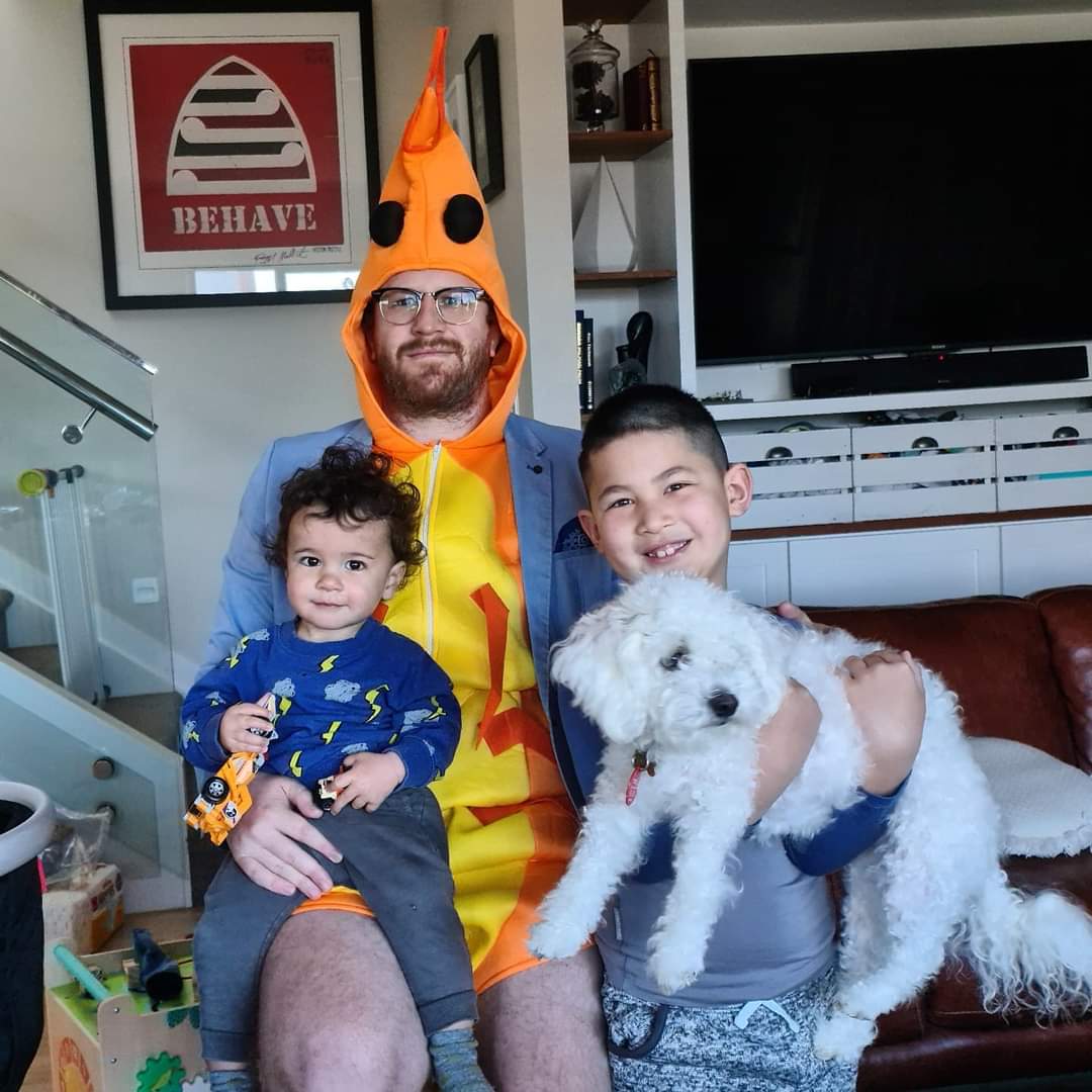 shawnmoodie's tweet photo. @Hilary_Barry Logan (7) got to pick the theme again. He went with "Business Shrimp" 🦐

I don't know where that came from, or why, but it is what it is. 

Did he want to dress up? Nope. But he definitely wanted me to dress up like a "Business Shrimp". Happy days. 

#formalfriday https://t.co/pAsHIwbjZL