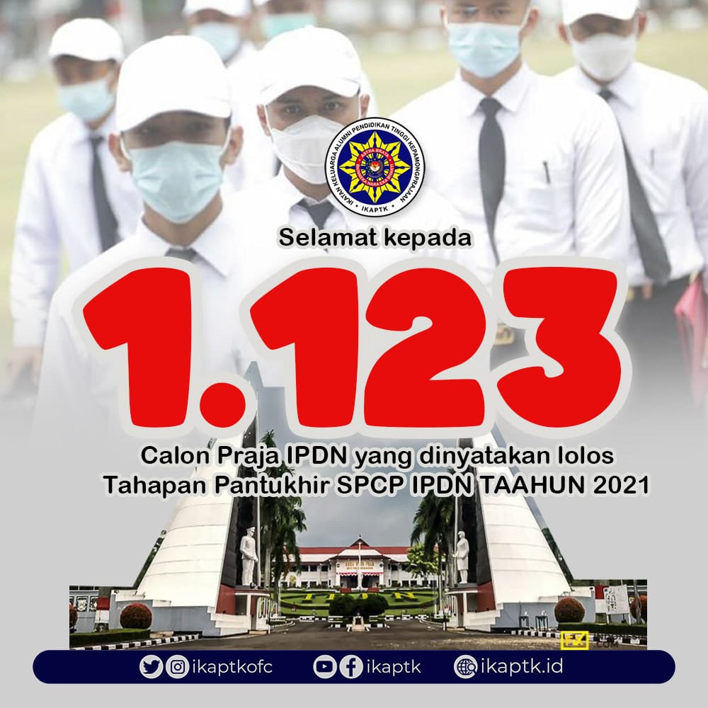 ikaptkid's tweet photo. Selamat kepada 1.123 orang peserta SPCP IPDN tahun 2021 yang telah dinyatakan lolos tahapan Pantukhir dan ditetapkan sebagai Calon Praja IPDN angkatan 32.
Tetap syemangat, pantang menyerah
#ikaptk #pns #asn #praja #purnapraja #apdn #ipdn #stpdn #bhinnekanaraekabhakti #purnamin https://t.co/kYIG0Gpk2I
