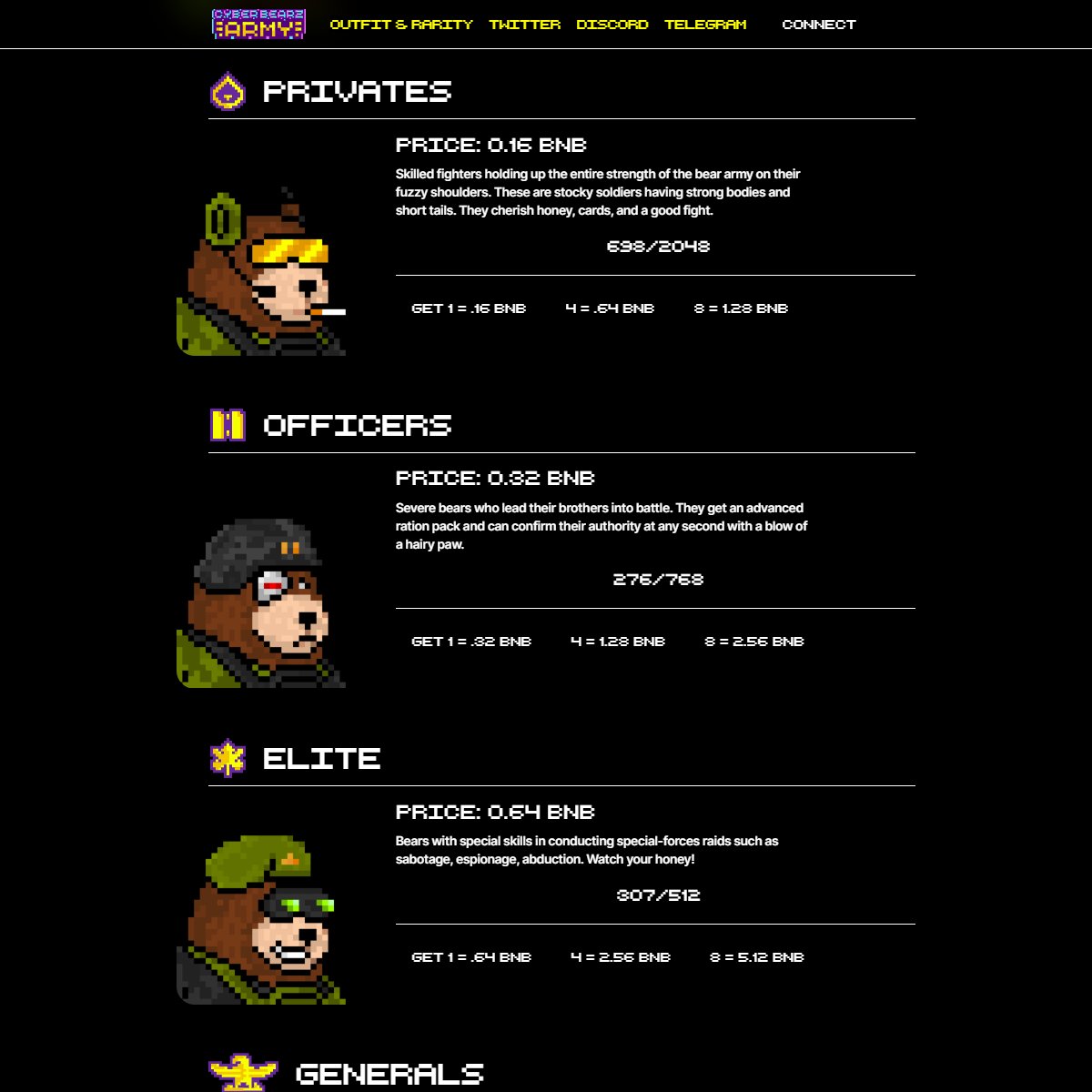 CryptoBlckParty's tweet photo. Congratulations @cyberbearz 50% of 4096 Bears Sold! Price Increase as Scheduled.
💹✨
0.16 $BNB Private Class
0.32 Officers Class
0.64 Elite Class Bears

The higher the class the more ammunition + benefits bears have in game. Much Bearz = Much #Rewards$
🐻
https://t.co/tMSCpThpVe https://t.co/8uaCmAhLRn