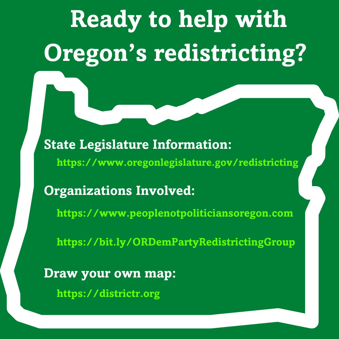 PolitisitUSA's tweet image. Ready to get involved with Oregon’s redistricting? Here are some websites to help you get started
State Legislature: oregonlegislature.gov/redistricting
Organizations Involved: peoplenotpoliticiansoregon.com &amp;amp; bit.ly/ORDemPartyRedi…
Draw your own map! districtr.org
#redistricting #oregon