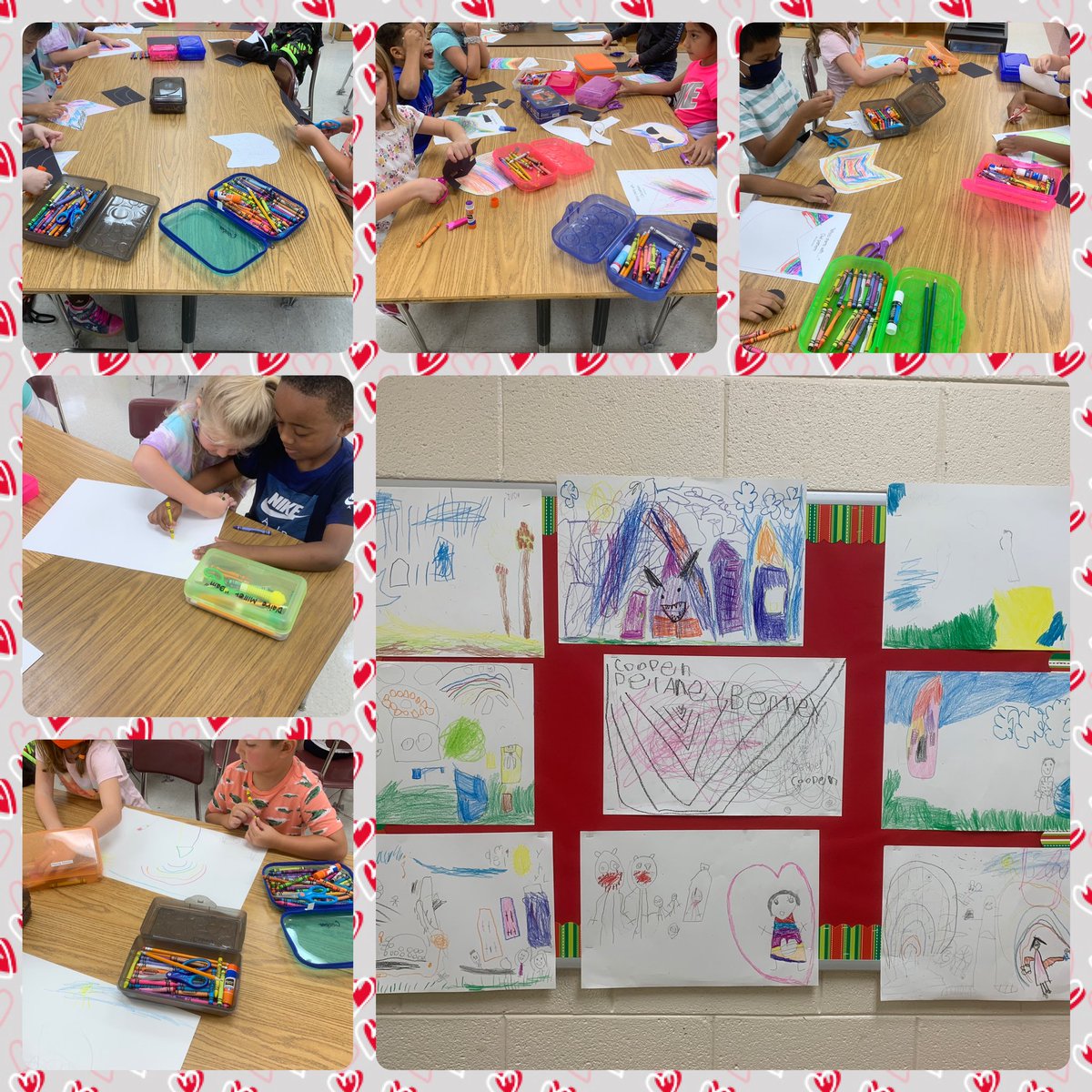 HopsonsKCrew's tweet photo. It’s been a busy week with my Kinder Crew. We’ve done some assessments, collaborated with a partner to create a shared drawing, and worked on asking and answering questions. #WorldChangers in action @shufordnccs with @Principal_SES https://t.co/A0N6l6yE8k