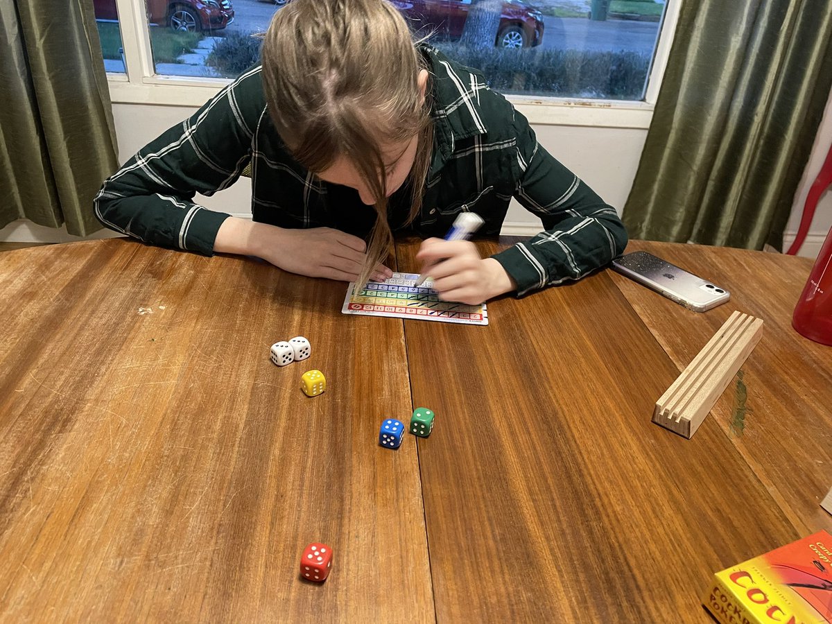 BCboardgamers's tweet photo. [Norm] played two of Sophie’s favourites … #cockroachpoker , still the most laughs ever and #qwixx @Gamewright … one great dice chucking roll and writes out there 👍 https://t.co/Qj3cF8xXub
