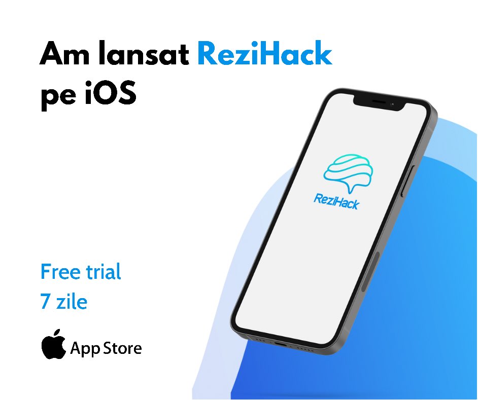 🧠📲Medicina la purtător este acum disponibilă și pentru utilizatorii iOS!🍎 
Descarcă aplicația ReziHack de pe App Store și testeaza 7 zile gratuit.👌
✅Este timpul să înveți eficient, atât pentru Rezi, cât și pentru facultate.

🔗Link App Store: apps.apple.com/us/app/rezihac…