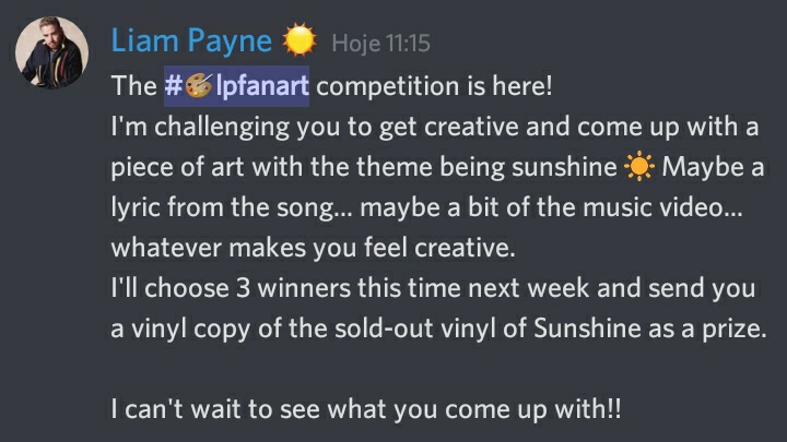 GestaodoLiam's tweet photo. ✏| "A competição do #LPFanArt está aqui! 
Estou desafiando você a ser criativo e criar uma obra com o tema Sunshine ☀️Talvez uma parte da letra... Talvez uma parte do vídeo... Algo que te faça se sentir criativo. 
Vou escolher 3 vencedores na próxima semana e enviar um vinil (+) https://t.co/56U7b7SBWc