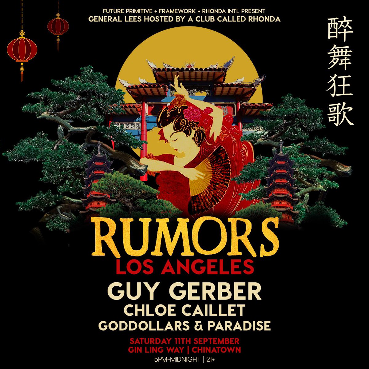 Just over a week until we’re back for our fifth round in Chinatown, Los Angeles with <a href="/GuyGerber/">Guy Gerber</a>, Chloe Caillet and Goddollars &amp; Paradise! 🌟🐍🌟 

Last tickets left… get ours quickly! 

ra.co/events/1456467

#Rumors #Chinatown #LosAngeles #LA #America #BlockParty