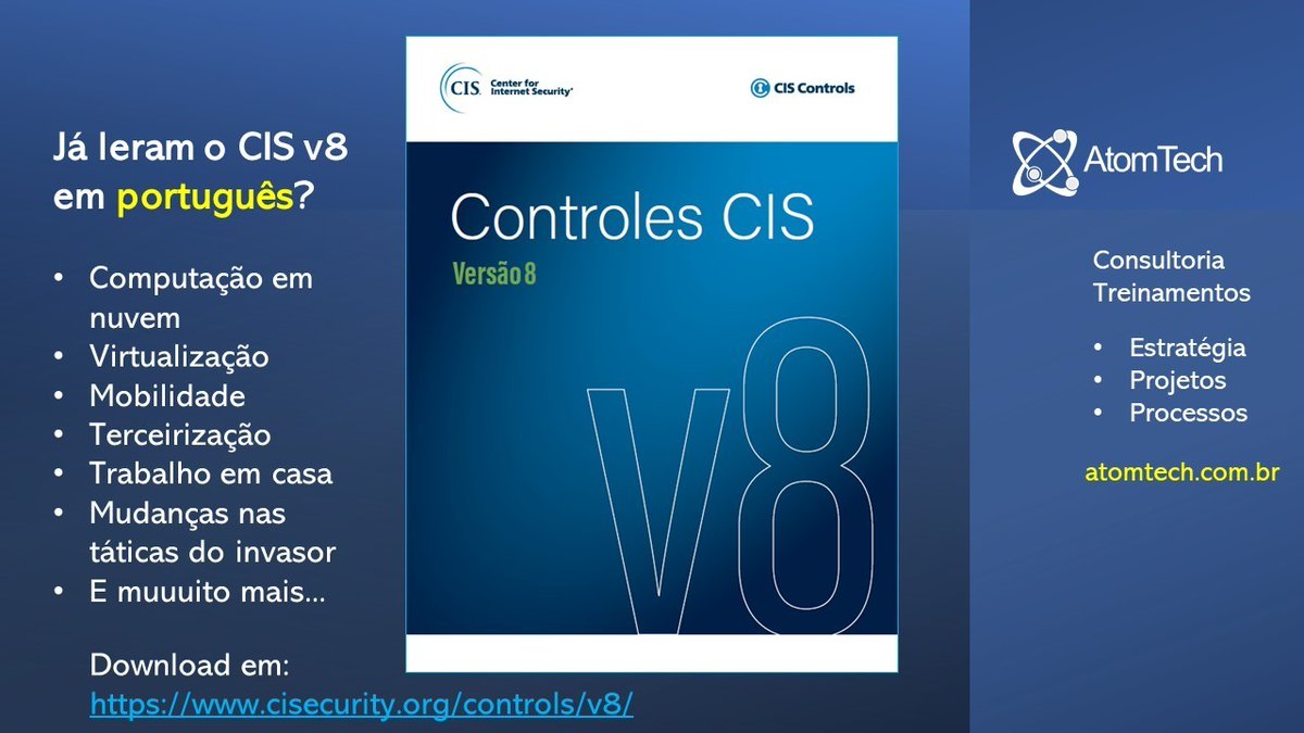 fredericorramos's tweet image. O CIS Controls v8 foi aprimorado para acompanhar a evolução da tecnologia (sistemas e softwares modernos), ameaças em evolução e até mesmo o local de trabalho remoto.

cisecurity.org/controls/v8/

#atomtech #cis #ciscontrol #fredericoramos #SegurançaDaInformação #TIC