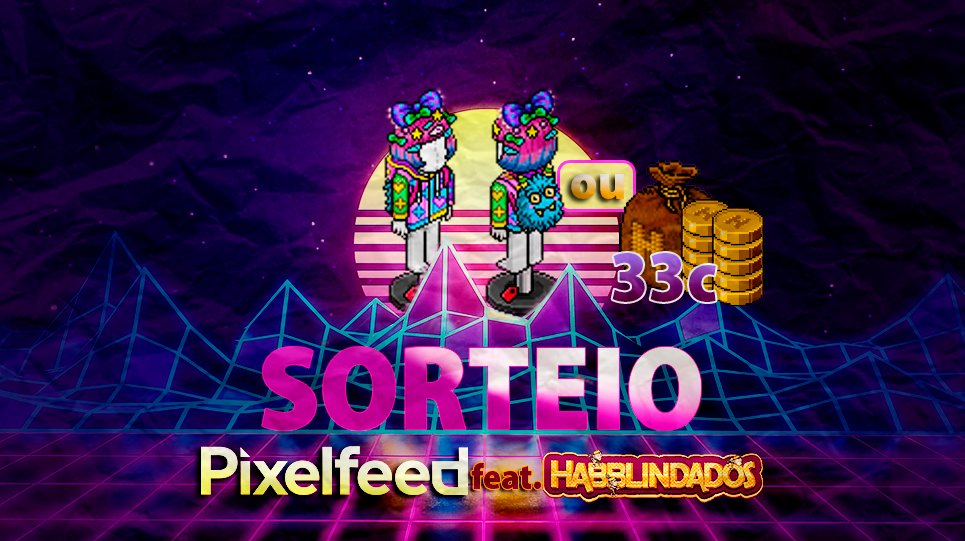 Habblindados's tweet photo. ⭐️ [SORTEIO] AQUECIMENTO 1 ANO DE PIXELFEED  ⭐️
feat. Habblindados

🎁  VISUAL NEON KAWAII  (ou 33 câmbios)
🏆  1 Vencedor

REGRAS:

☑️  Seguir @PixelFeedHB &amp; @Habblindados
☑️  Marcar 1 amigo 
☑️  Curtir &amp; retweetar o post

RESULTADO: 08/09 às 20:00 (Brasília) https://t.co/PYpb2inyTS