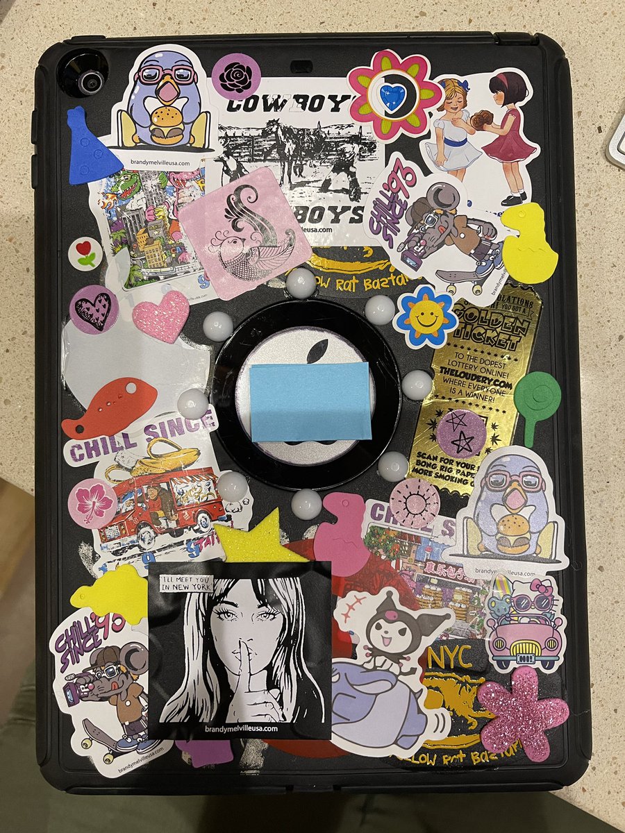 Never have I had the opportunity to work on such a bedazzled iPad! #MineolaProud #artwork