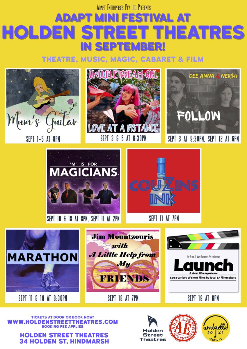 September is here, and with it comes the Adapt Enterprises Mini Festival! Filled with theatre, music, magic, cabaret and even some film there is something for everyone. Tickets on sale now! 💜🧡bit.ly/WhatsOnHST