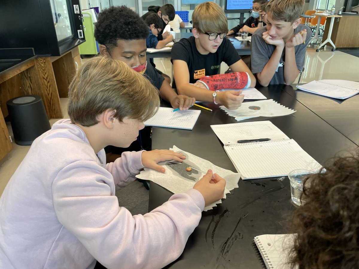 Sciencewithmrse's tweet photo. I’ve never seen such intense focus until today lol penny drop lab was a success!! https://t.co/mCkGCMHyxD