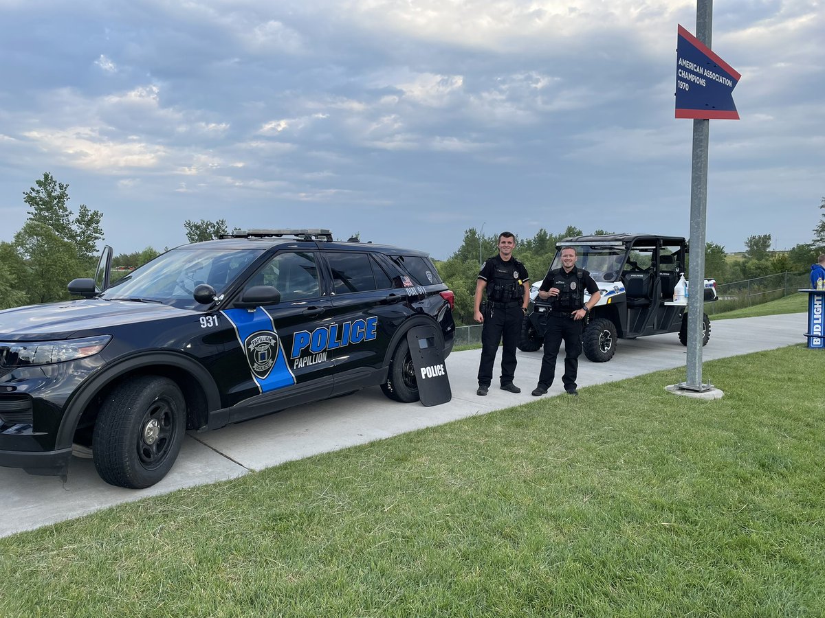 Come out and see your favorite <a href="/papillionpolice/">Papillion Police</a> officers at Werner Park. We are here for first responders night. Go Storm Chasers👮‍♀️🚓 #baseball <a href="/papillionpolice/">Papillion Police</a> @OfcMalone_PPD <a href="/WernerPark/">Werner Park</a>