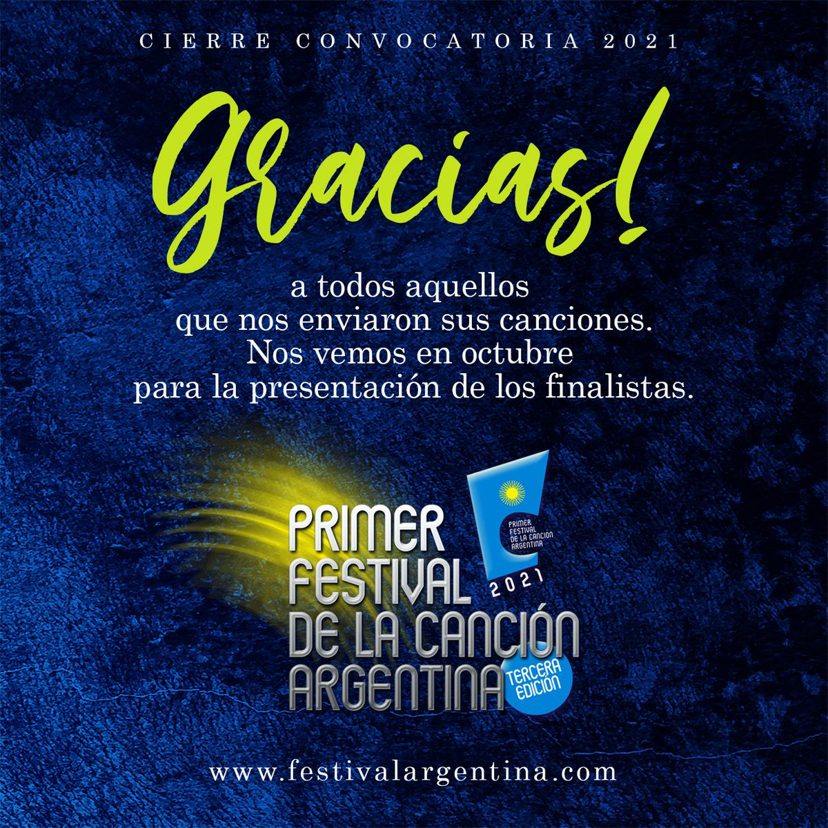 Gracias! Nos vemos en octubre con las canciones finalistas.