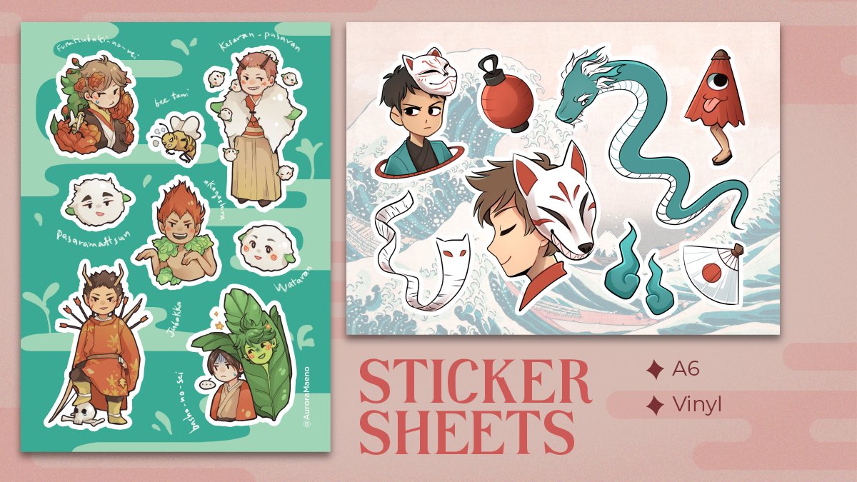 🏮MERCH PREVIEW🏮

Lets look at the wonderful sticker sheets designed by <a href="/AumaEbi/">Just a bird in a chubby human body</a> and @/itszygo, respectively ★彡

(We are over halfway to reaching our first stretch goal - don’t forget to preorder❤️‍🔥)

Shop: hqyoukaizine.bigcartel.com

Ko-fi requests: ko-fi.com/hqyoukaizine