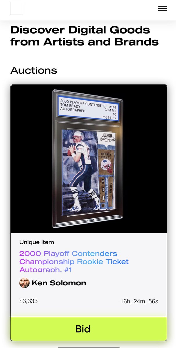 Auction is heating up on <a href="/ken_solomon_art/">ken solomon</a> featuring #TB12 🐐
Maybe <a href="/robertkraft0/">Robert Kraft Ⓜ️</a> will drop the $12,012 bid soon 👀👀🔥🔥
