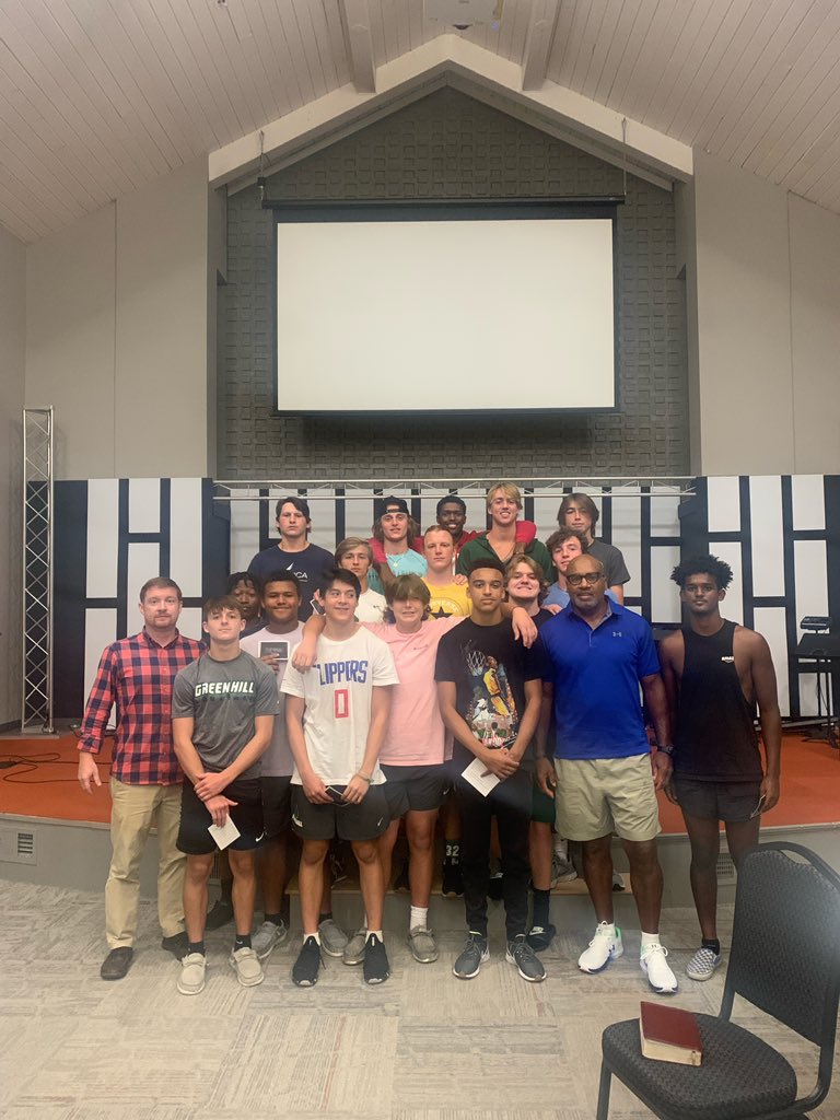 Jcrouch17's tweet photo. Tonight at team dinner - 18 kids accepted Jesus Christ into their lives. More important than any win on a Friday night. 

Thank you Casey and @ghc_students for ministering our men on #TheHill https://t.co/m3P1DJHi0p