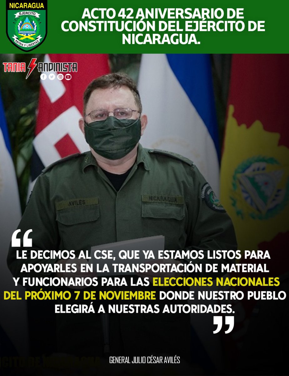 Palabras del General Julio Avilés👇
#EN42Aniv
#PatriaBenditaYLibre
<a href="/EjercitoNic/">Ejército de Nicaragua</a>

<a href="/JavierM_Monkey/">Javier M 🇳🇮 🔴⚫</a> 
<a href="/JulioASanchez12/">Julio A. Sanchez</a>