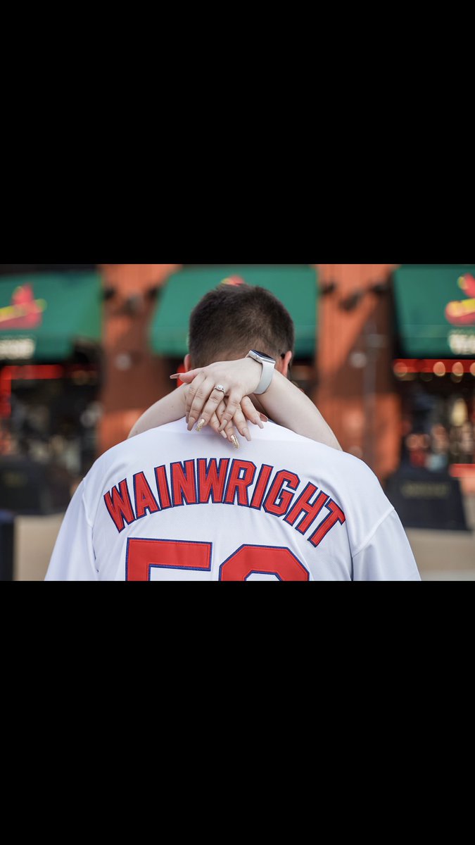 StLBluesFan54's tweet photo. Just your casual engagement photos with my beautiful fiancé. I had to also represent the soon to be Cardinal Legend @UncleCharlie50! What a legend he is!! Do I hear Cy Young award candidate?! https://t.co/hldhJQa4xz