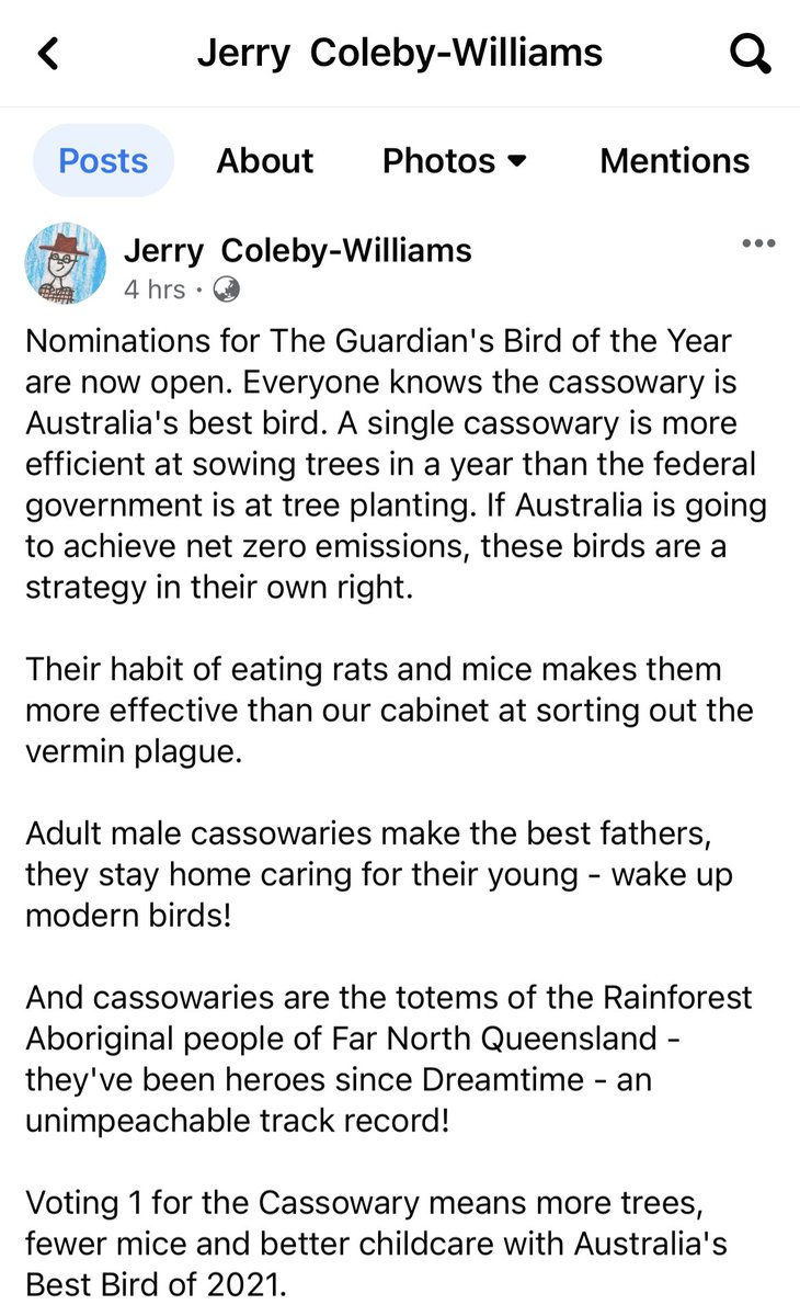 Halina Baczkowski π³οΈβπ (@halinabacz) on Twitter photo What #JerryColebyWilliams said. #vote1 #cassowary #BirdOfTheYear #gardeningaustralia <a href="/GuardianAus/">Guardian Australia</a> What #JerryColebyWilliams said. #vote1 #cassowary #BirdOfTheYear #gardeningaustralia <a href="/GuardianAus/">Guardian Australia</a>