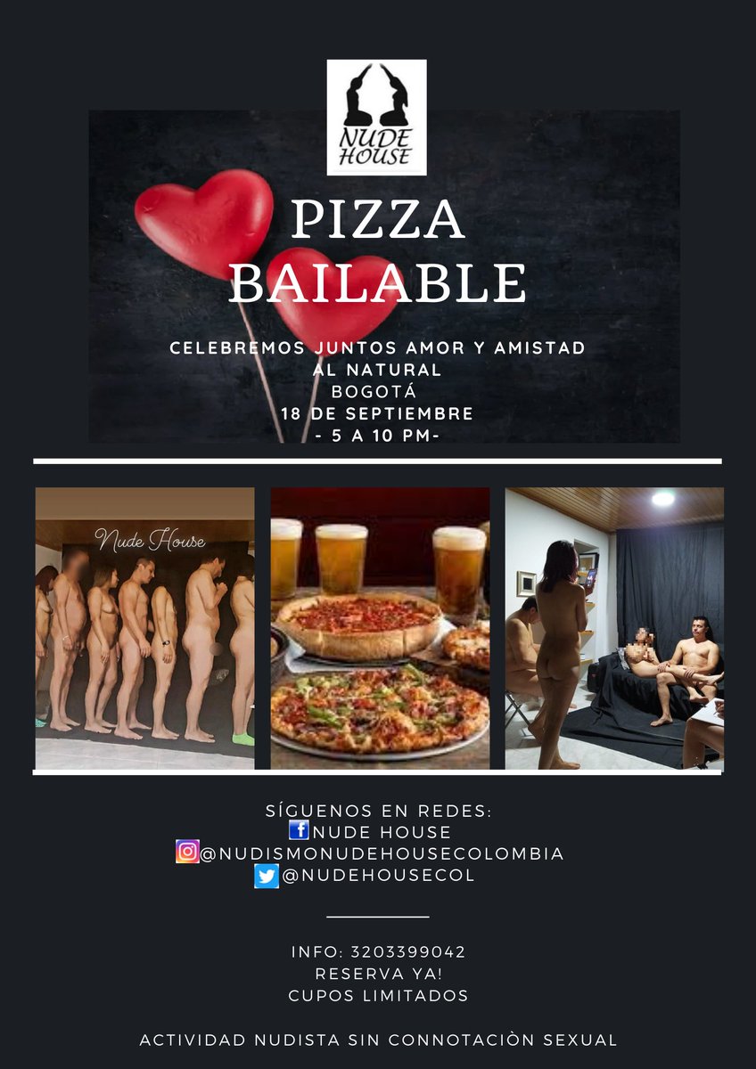 nudehousecol's tweet photo. Iniciamos septiembre con toda! los invitamos a celebrar el mes del amor y la amistad con una actividad maravillosa en la que podrás disfrutar junto a excelentes personas y como nos gusta... Al natural!!!
#NudismoSocial #nudism #naked #amoryamistad #nature #Colombia #nudehouse https://t.co/6xLzQHZvO9