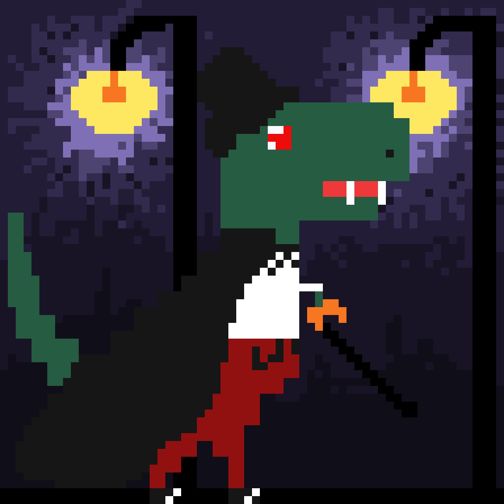 dinotezos's tweet photo. Dinotezos #19
Single edition. Ends in essue #100. Thia Dino wanders through the dark. DINO VAMPIRE. 
1/1
2XTZ
https://t.co/ODArWoUDe3

#NFTs #NFTartist #NFTGiveaway #pixelart #NFTGiveaways https://t.co/HB2PxtgwF5