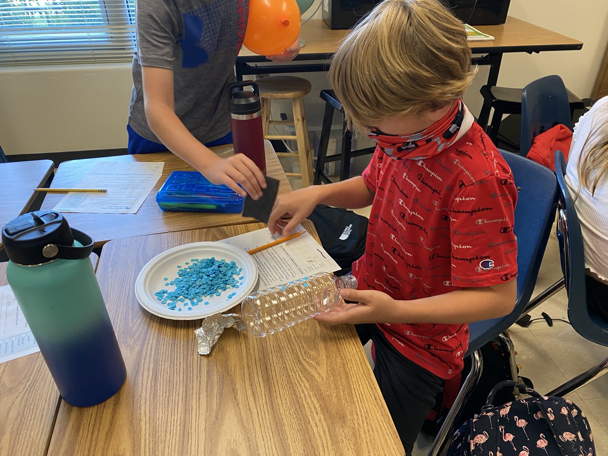 MsPlattnerFifth's tweet photo. Want proof that @BFESBobcats are #BetterTogether? Check out these 5th graders investigating static electricity. @principalwebb @StefiWickers41 @BethNation_BFES @mathfantastical https://t.co/g3eQEHsVUp