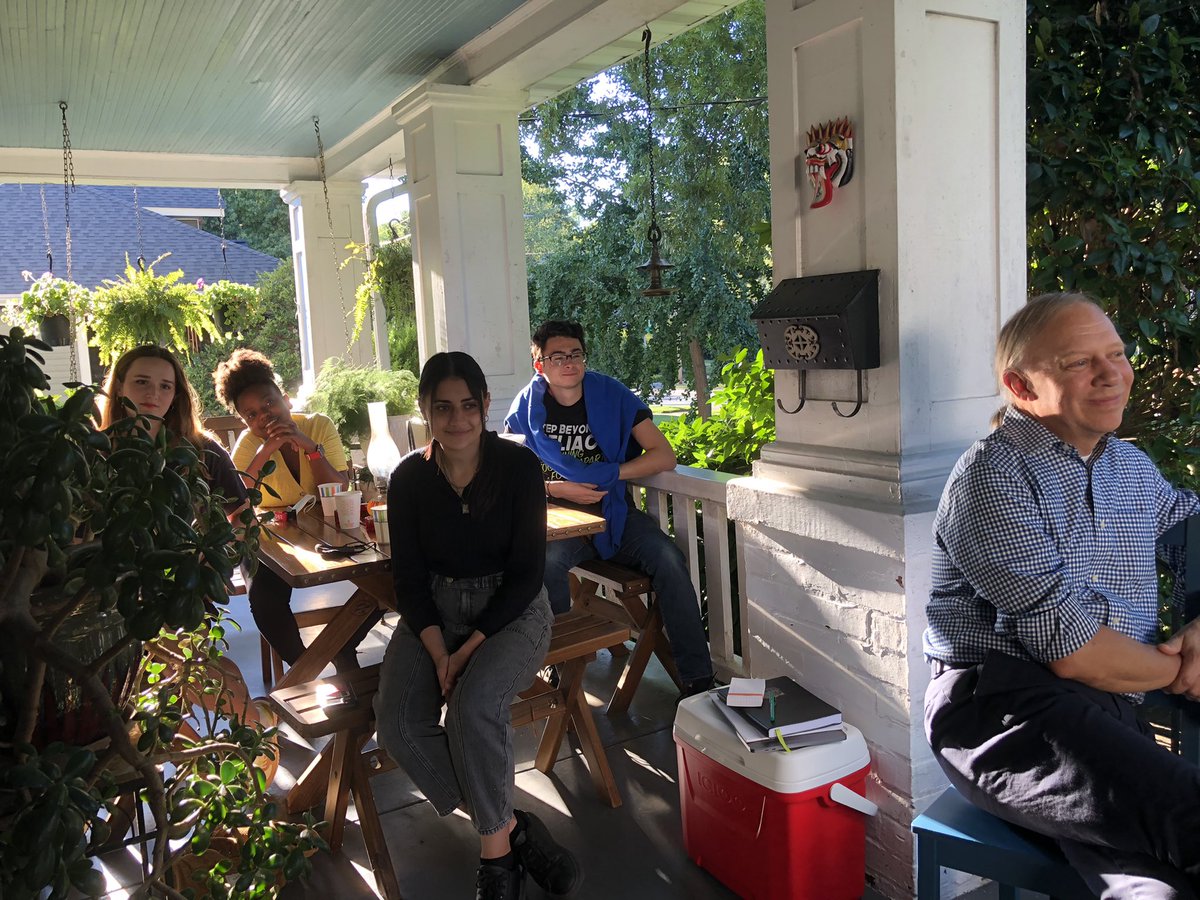 ElonMFS's tweet photo. Wonderful to gather with the @elonuniversity Multifaith Scholars cohort for dinner &amp; discussion on the porch this evening—nothing beats in-person exchange with these curious and talented students! https://t.co/3RVdAfPjZT