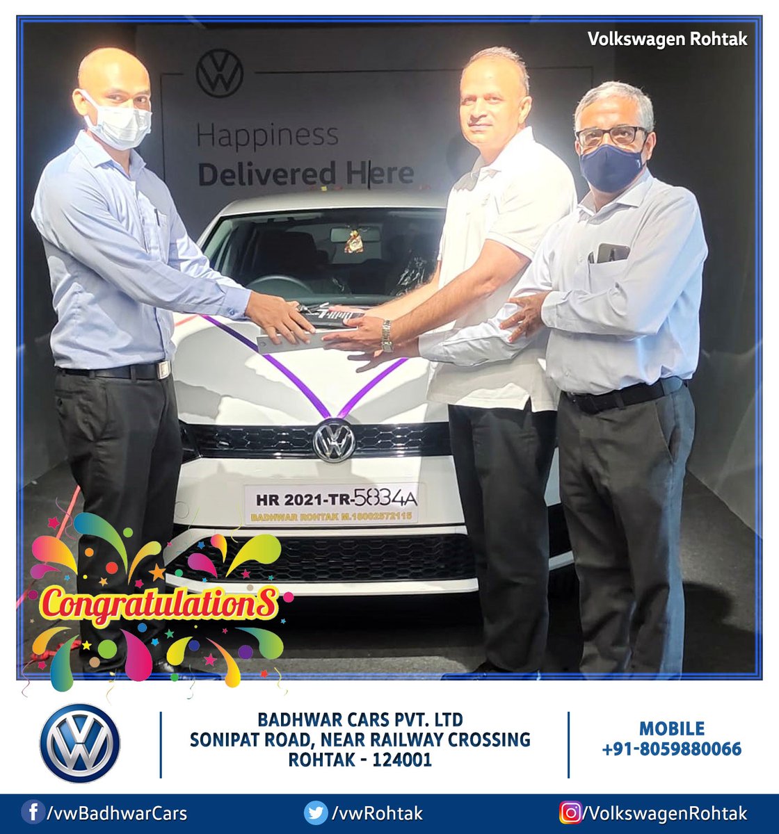 vwrohtak's tweet photo. #Congratulation 🎉 Mr. Sanjeev Yadav Ji for Being a Part of Badhwar Cars Volkswagen Rohtak Family.
Test Drive &amp; More Info Call Us : +91-8059880066

***We Express Our Heartfelt Gratitude And Happiness***

#volkswagen #VolkswagenRohtak #VolkswagenPolo  #Polo #PoloTLP #BadhwarCars https://t.co/94UONp020q