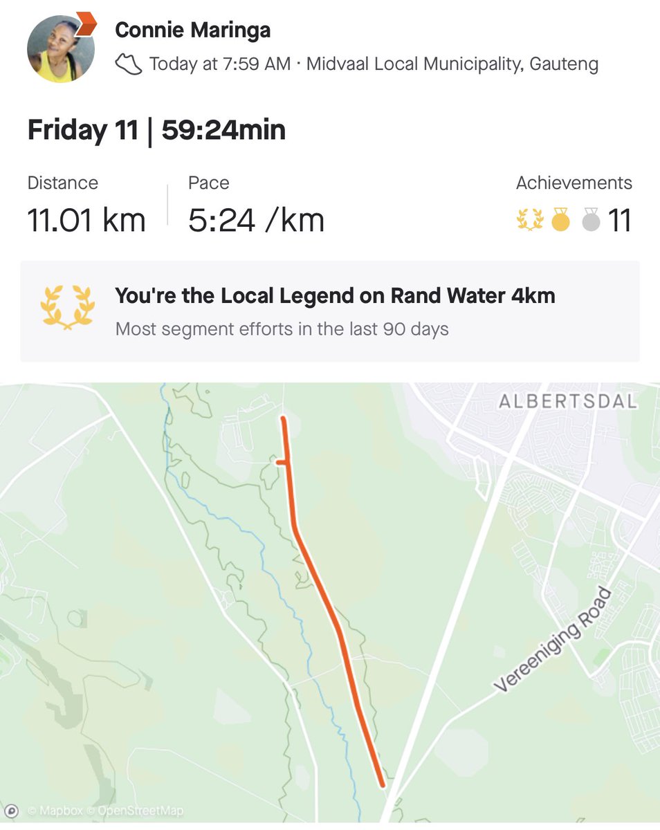 Connie____M's tweet image. Friday 11k. Spring has sprung, it’s so warm out there 👌🏾🌼🌼🌼 #RunningWithTumiSole #FetchYourBody2021 #SpringRuns