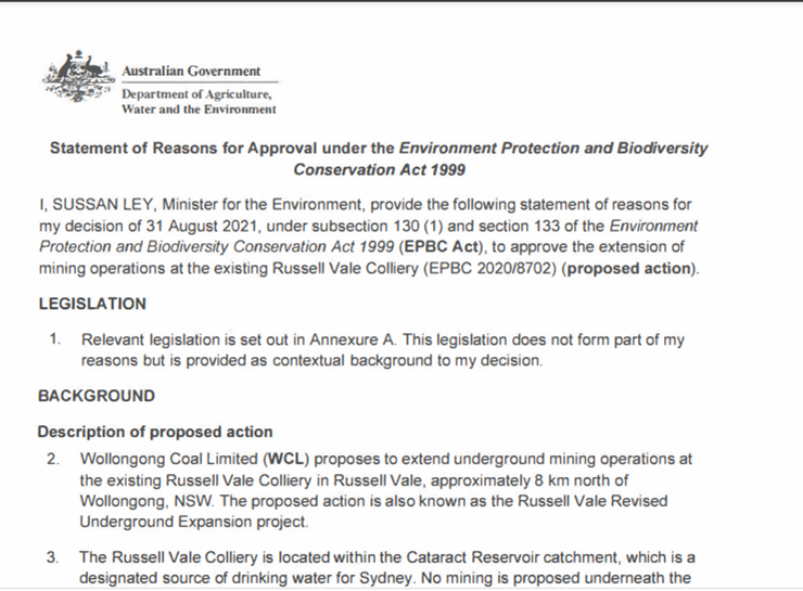drianwright's tweet photo. The Commonwealth Government has just approved the the Russell Vale coal mine above Sydney's water catchment https://t.co/7UF2Q3r3Un https://t.co/BrWJc0mYhQ