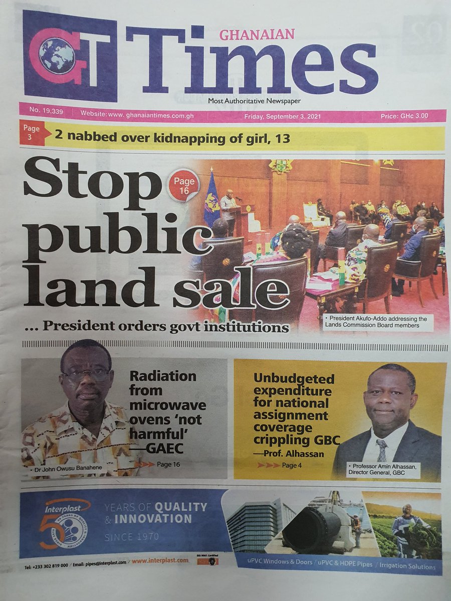 Adom1063fm's tweet image. #DwasoNsem on Ghana's🇬🇭no.1 radio📻 station #Adom1063FM.

Newspaper Headlines, Friday, 3rd September, 2021.