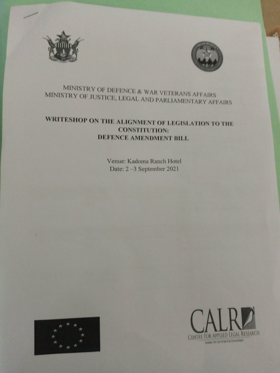 Day 2 Defence Amendment Bill Writeshop 
The technical team is peer reviewing the Defence Amendment Bill, for purposes of aligning the Defence Act with Chapter 11 of the Constitution as well as other pertinent provisions #AlignmentZW
 @ImtZimbabwe @Obertbore @MoJLPA @HMAMelanieR