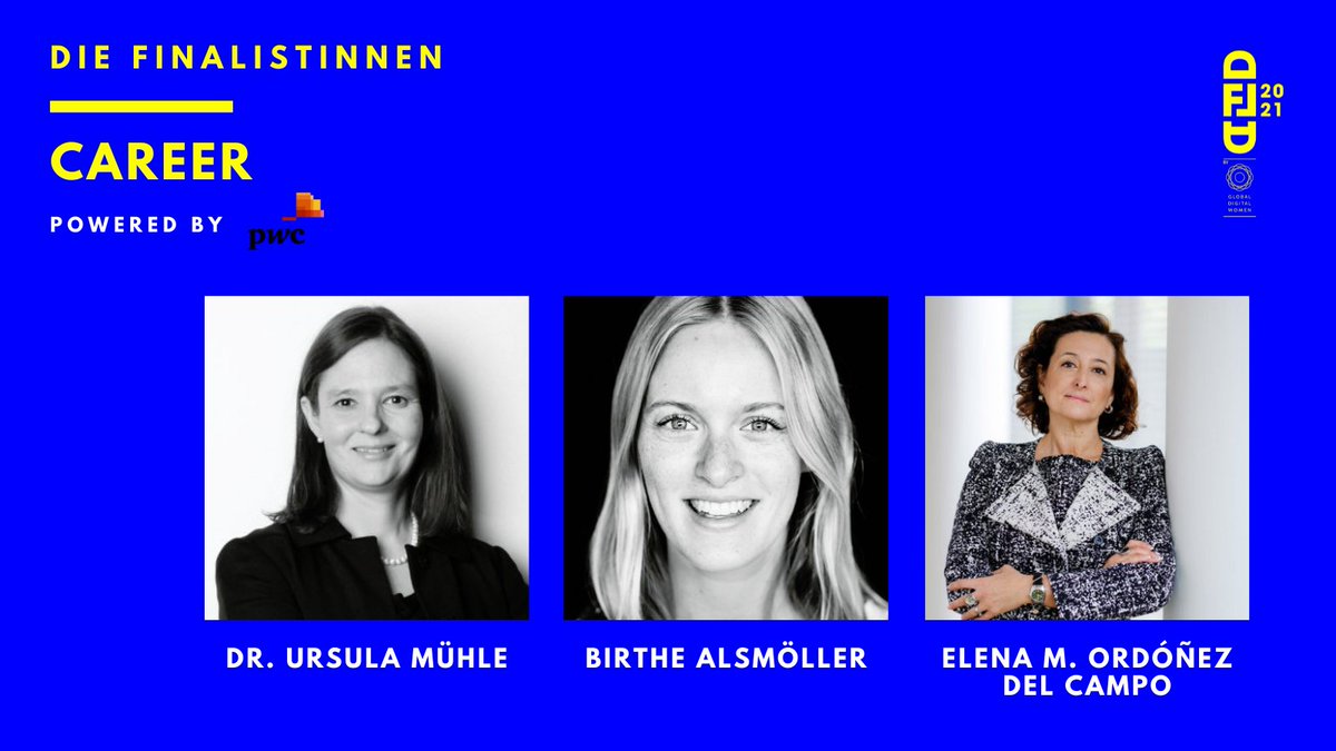 Digital Female Leader Award (@dfla_official) on Twitter photo Wir freuen uns sehr, unsere drei nächsten Finalistinnen in der Kategorie #Career, unterstützt von <a href="/pwc_de/">PwC Deutschland</a>, vorstellen zu dürfen: Dr. Ursula Mühle, Birthe Alsmöller & Elena M. Ordóñez del Campo.
Die Siegerinnen werden bei unserer #journeytodiversity bekannt gegeben! 💛 Wir freuen uns sehr, unsere drei nächsten Finalistinnen in der Kategorie #Career, unterstützt von <a href="/pwc_de/">PwC Deutschland</a>, vorstellen zu dürfen: Dr. Ursula Mühle, Birthe Alsmöller & Elena M. Ordóñez del Campo.
Die Siegerinnen werden bei unserer #journeytodiversity bekannt gegeben! đź’›