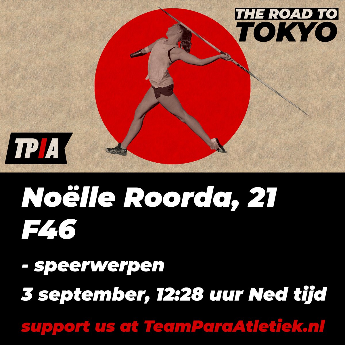 Noëlle is vandaag aan de beurt. Ze gaat die speer het stadion uit gooien!
#para #paraathlete #paraathletics #parasport #paralympics #paralympic #paralympicgames #paralympics2020 #paralympics2020tokyo #tokyo2020 #tokyo202one #tokyoparalympics #teamparaatletiek <a href="/NOSsport/">NOS Sport</a> <a href="/teamnl/">TeamNL</a>