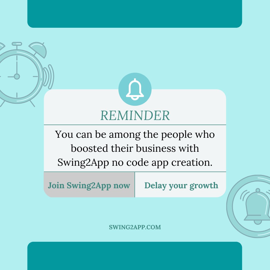 Swing2App's tweet image. Use Swing2App for creating codeless and cost efficient apps to boost your business.

Upload your no-code apps on store and earn with your app!

Visit:swing2app.com

#appdevlopingapp #swing2app #codeless #android #ios #business #NoCodeNeeded #nocode #appideas #appbuilder