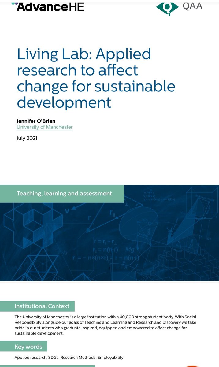 Our University Living Lab is recognised as good practice for #ESD by <a href="/AdvanceHE/">Advance HE</a> (eek!). We broker applied research between students &amp; organisations to affect change for sustainable development. Pls don't hesitate if you would like to use it. Happy to help.
advance-he.ac.uk/knowledge-hub/…