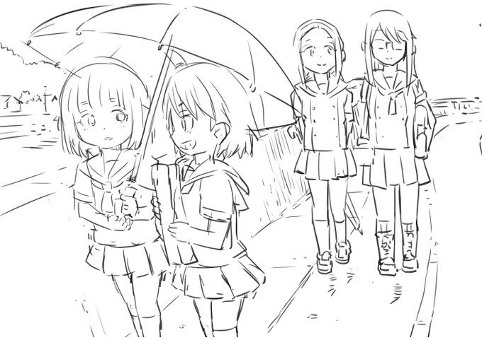 昨日のていぼう日誌絵描くにあたって使わなかったラフ絵供養🙏 