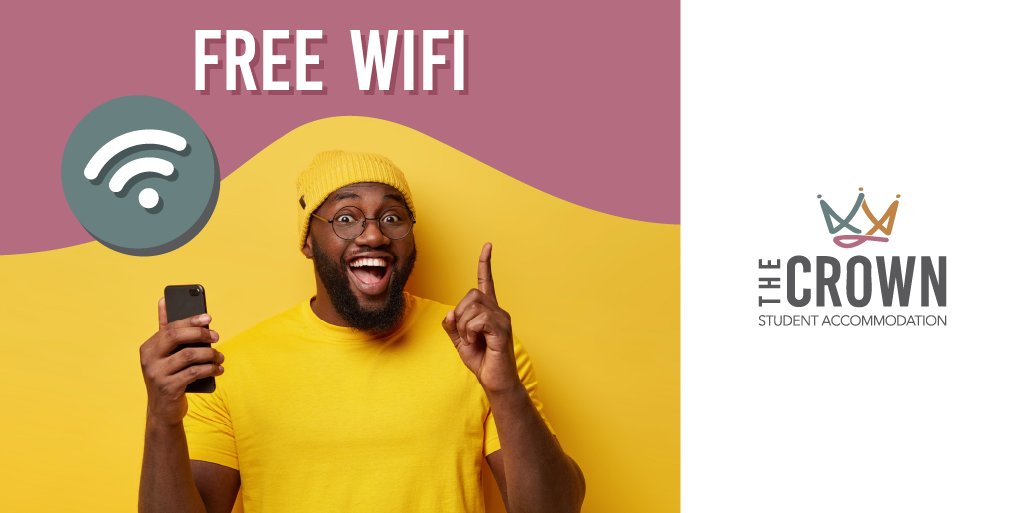 thecrownstudent's tweet photo. No data? ! 📲 No Problem! 📲 All students receive FREE unlimited WIFI access with their own personal and private log in codes. 📶 https://t.co/LAxJI9X82o