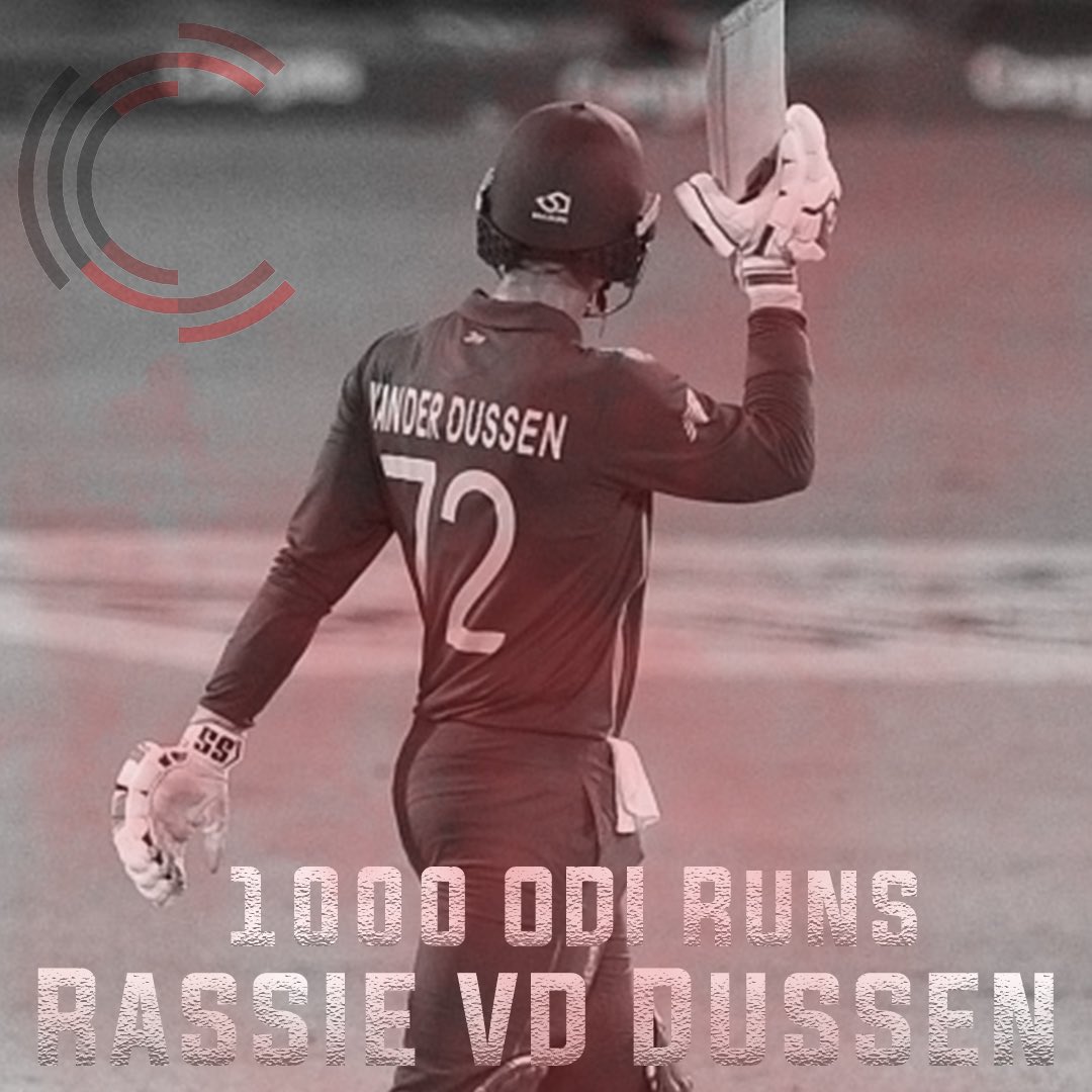 @rassie72 gets to 1000ODI runs in just 21 innings. The eight fastest of all time. Well done on a great start to your ODI career. 
Awesome achievement.