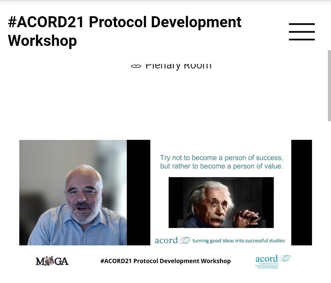 pankajpanda86's tweet photo. "Try not to become a person of success but rather to become a person of value"
Amazing week of clinical research,oncology. Immense gratitude to all participants, faculty,@MOGA_ORG support & to the most AMAZING @MartinStockler the soul of #ACORD21 @DrBenKong @DKarikios @yysoon01 https://t.co/IJPFbakAwH