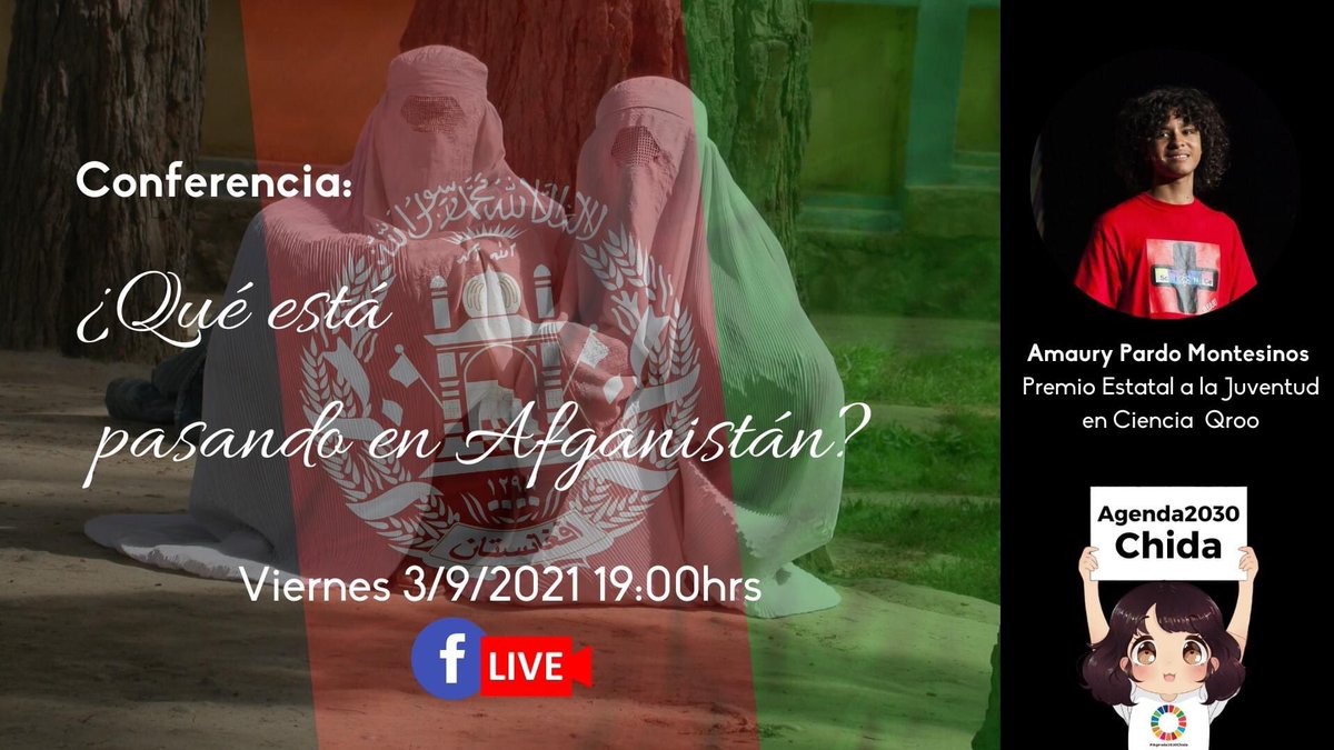 ¿Has oído de la situación en Afganistán pero no entiendes bien qué está pasando?
Amaury, con tan solo 17 años, te lo puede explicar.
Viernes 3 de septiembre a las 7:00 pm 
facebook.com/11367726040817…