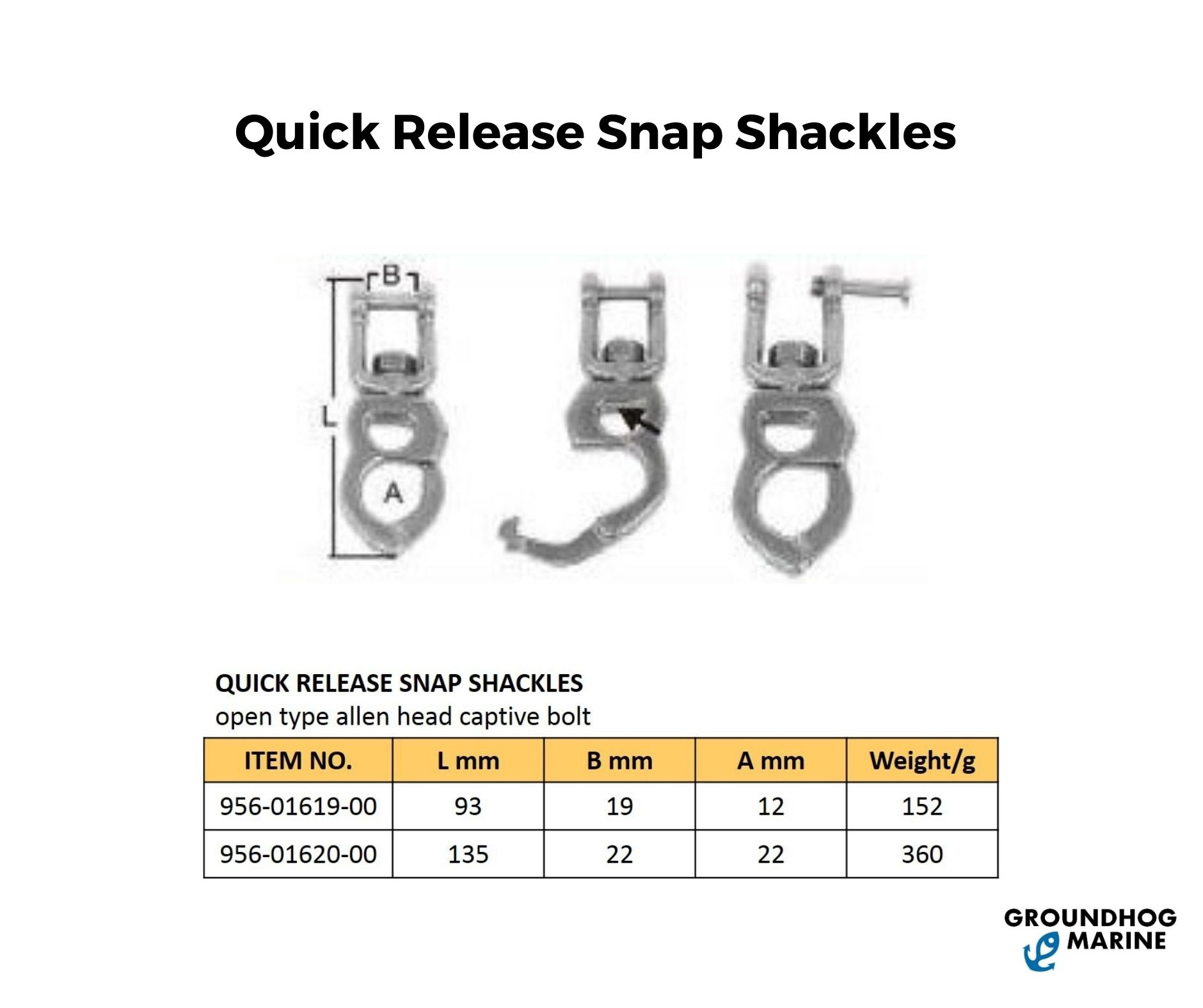 Groundhog Marine Hardware on Twitter "Quick Release Snap Shackles For